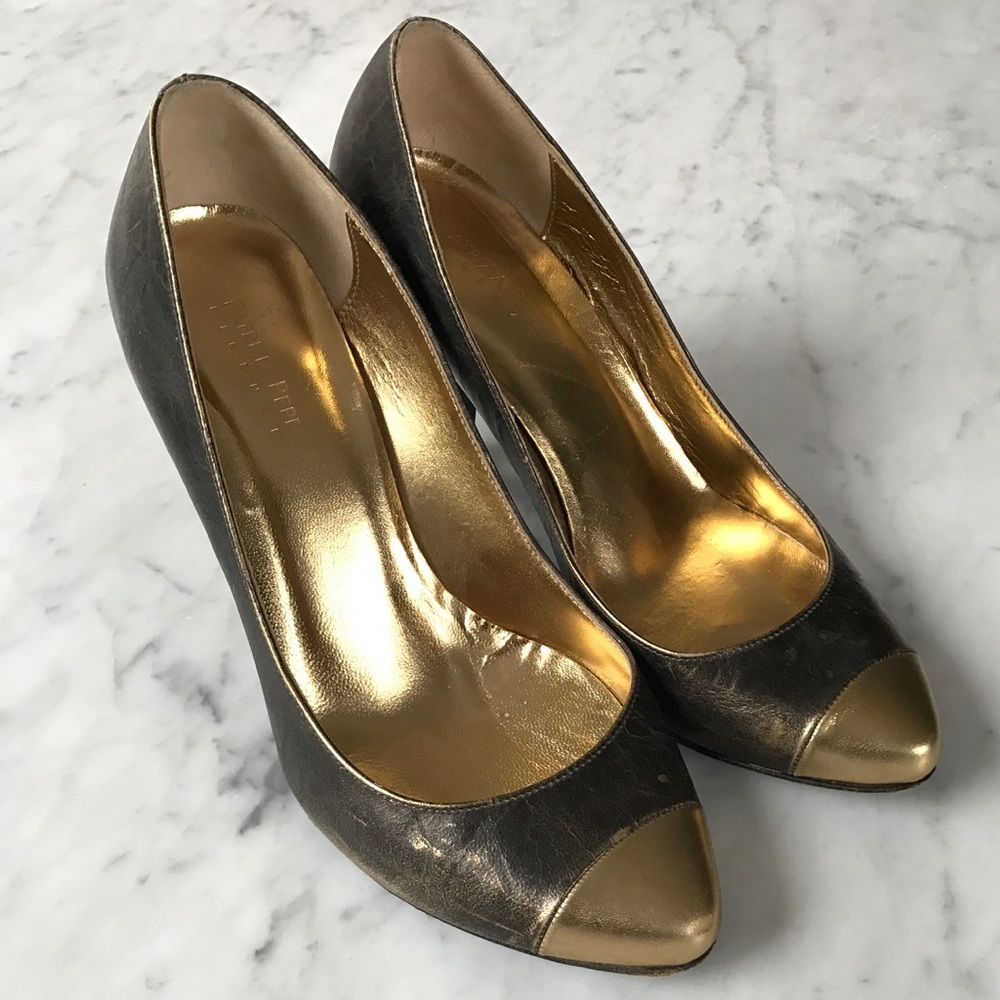 Patrizia Pepe Metallic Gold & Grey Pumps Sz 38